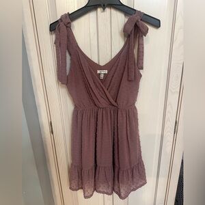 Mauve Sleeveless Dress with Bow Straps, Size  XS
